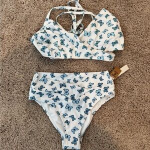 PINK Butterfly Print Bikini Set